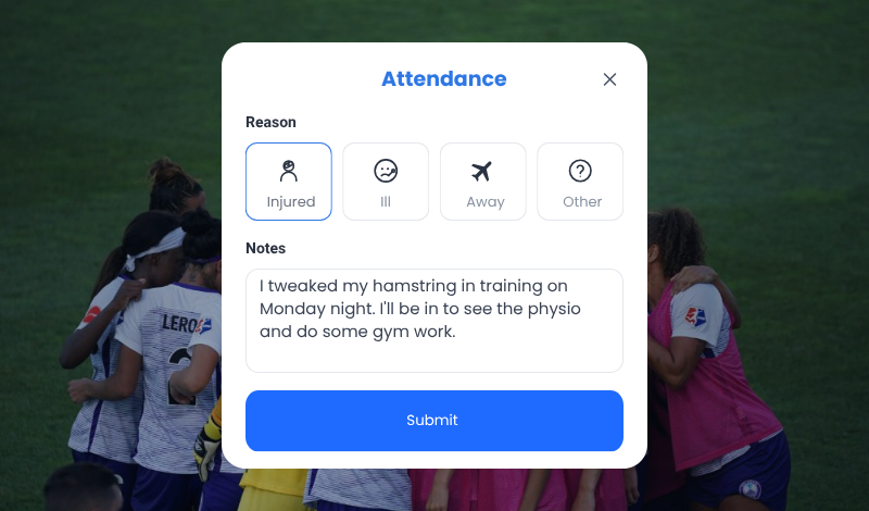 RYPT attendance reason on mobile